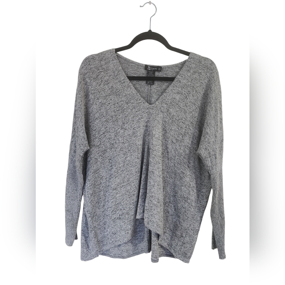Womens MissChievous oversize cropped sweater/v-neck/grey/Size S